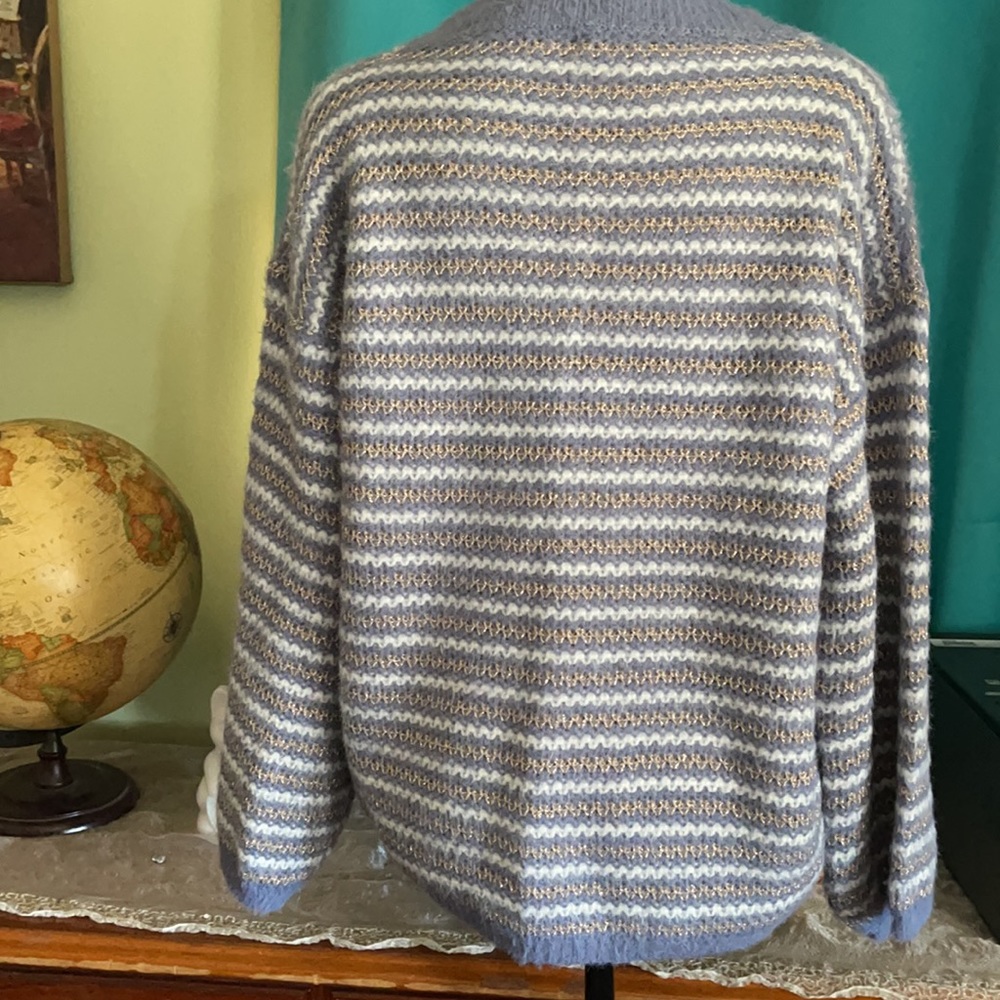 Anthropologie Raga  blue gold pullover sweater S - Picture 3 of 3